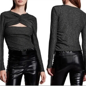 Women's All Saints Black Caelum Metallic Twist Detail Top sz2